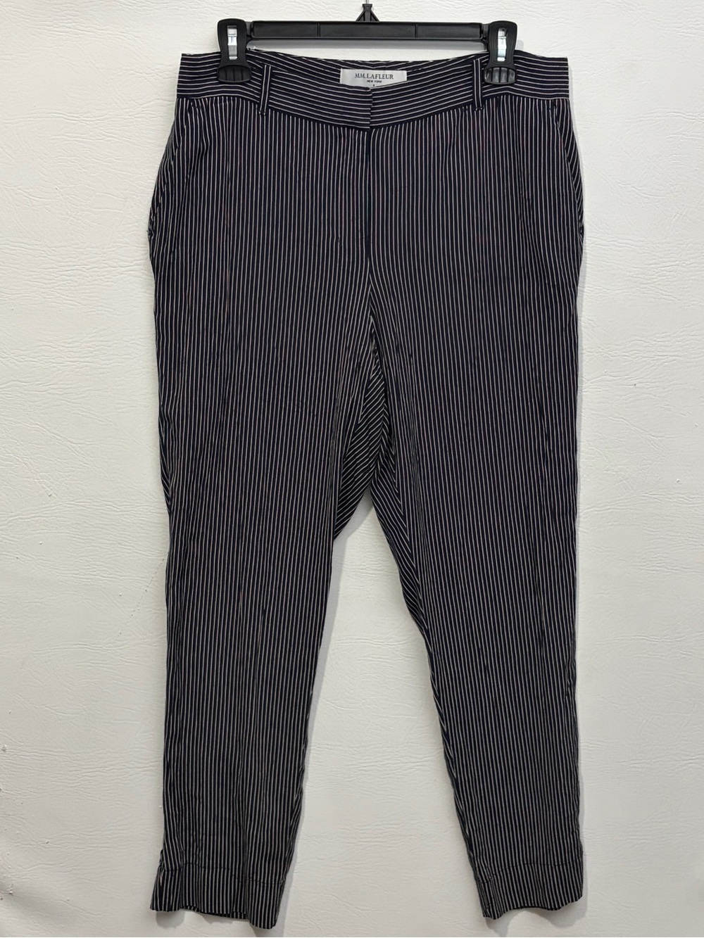 MM Lafleur Black and White Pinstripe Slim Pants